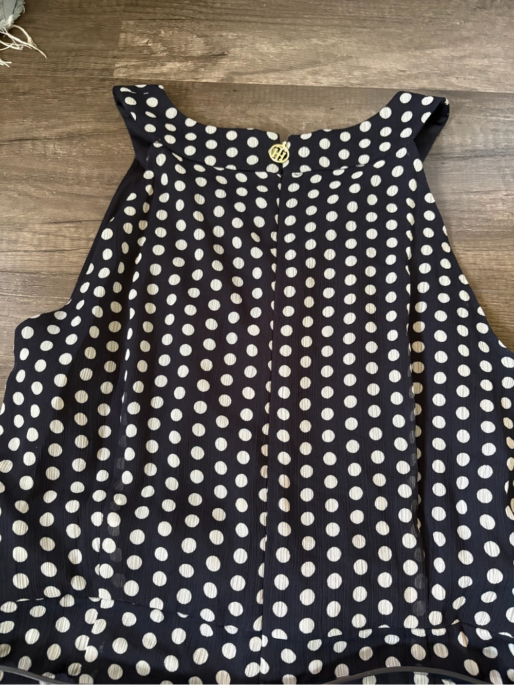 New Tommy Hilfiger Belted Black and White Polka Dot Midi Length Dress - Picture 5 of 7